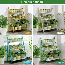 Load image into Gallery viewer, Bamboo 3-Tier Hanging Plant Stand Planter Shelves Flower Pot Storage Rack Folding Display Shelving Plants Shelf, Width: 100cm, 3-Tie Width: 100cm(Apricot), 3-Tie Width: 100cm(White)