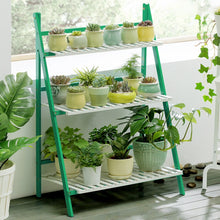Load image into Gallery viewer, Bamboo 3-Tier Hanging Plant Stand Planter Shelves Flower Pot Storage Rack Folding Display Shelving Plants Shelf, Width: 70cm, 3-Tier Width: 70cm(Green), 3-Tier Width: 70cm(White), 3-Tier Width: 70cm(Apricot)