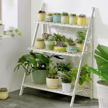 Load image into Gallery viewer, Bamboo 3-Tier Hanging Plant Stand Planter Shelves Flower Pot Storage Rack Folding Display Shelving Plants Shelf, Width: 70cm, 3-Tier Width: 70cm(Green), 3-Tier Width: 70cm(White), 3-Tier Width: 70cm(Apricot)