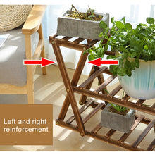 Load image into Gallery viewer, Wooden Plant Flower Display Stand Wood Pot Shelf Storage Rack, without Wheel