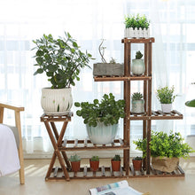 Load image into Gallery viewer, Wooden Plant Flower Display Stand Wood Pot Shelf Storage Rack, without Wheel