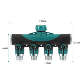 4 In 1 Multi-function Garden Water Sprinklers Lawn Irrigation Valve Water Dividing Controller Water Pipe Shunt, EU Plug, EU Plug