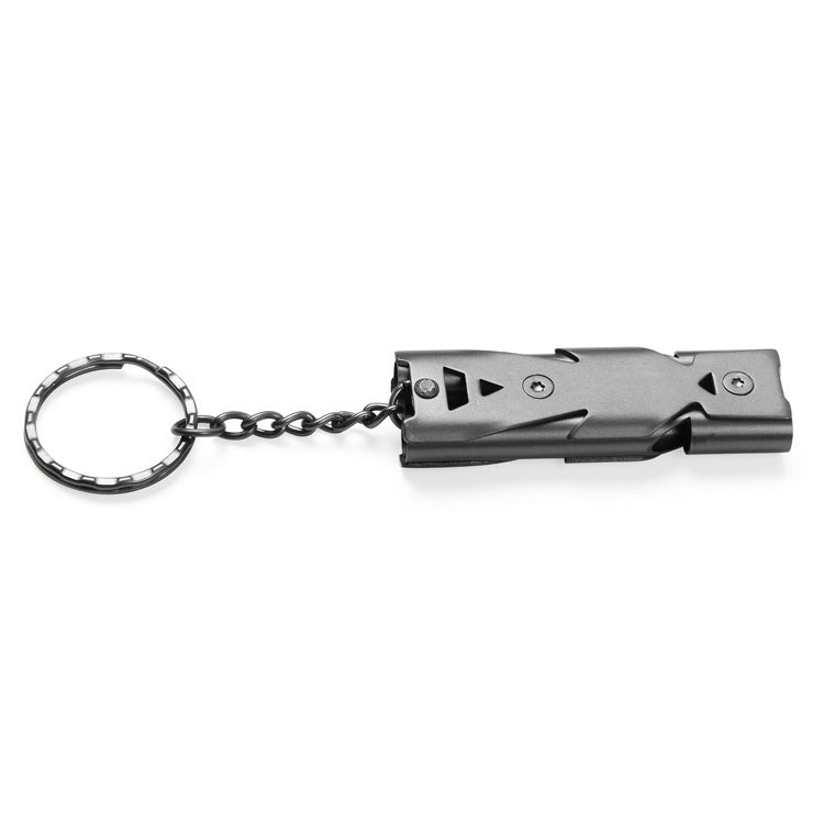 Aotu AT6637 Stainless Steel Outdoor Double Tube Survival Safety Whistle, Random Color Delivery