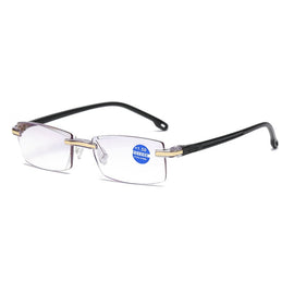 Rimless Anti Blue-ray Blue Film Lenses Presbyopic Glasses, +4.00D