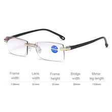 Load image into Gallery viewer, Rimless Anti Blue-ray Blue Film Lenses Presbyopic Glasses, +1.50D
