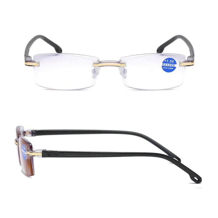 Rimless Anti Blue-ray Blue Film Lenses Presbyopic Glasses, +1.50D