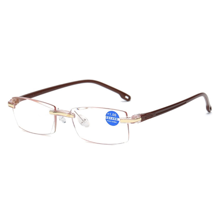 Rimless Anti Blue-ray Blue Film Lenses Presbyopic Glasses, +1.50D, +1.50D