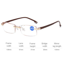 Load image into Gallery viewer, Rimless Anti Blue-ray Blue Film Lenses Presbyopic Glasses, +2.00D