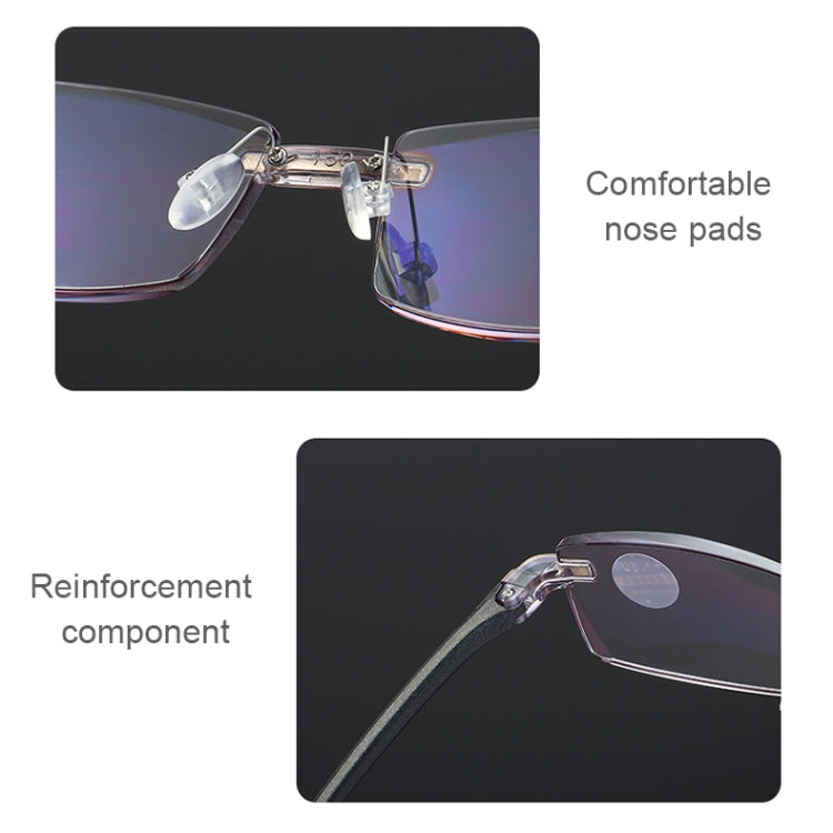 Rimless Anti Blue-ray Blue Film Lenses Presbyopic Glasses, +3.00D