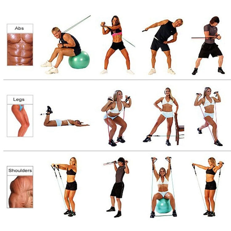 Portable Latex Chest Expander Pull Rope Crossfit Muscle Training Resistance Cable Rope Trainer Set Fitness Resistance Bands, Rope Length: 1m, Random Color Delivery