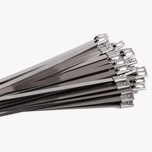 Load image into Gallery viewer, 100 PCS 4.6x350mm Stainless Steel Metal Cable Ties Tie Zip Wrap Exhaust Heat Straps Induction Pipe, 4.6x350mm