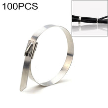Load image into Gallery viewer, 100 PCS 4.6x450mm Stainless Steel Metal Cable Ties Tie Zip Wrap Exhaust Heat Straps Induction Pipe, 4.6x450mm