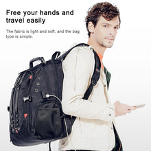 Load image into Gallery viewer, BANGE Waterproof Travel Men Backpack Rechargeable Large Capacity Shoulders Bag with Earplug Hole
