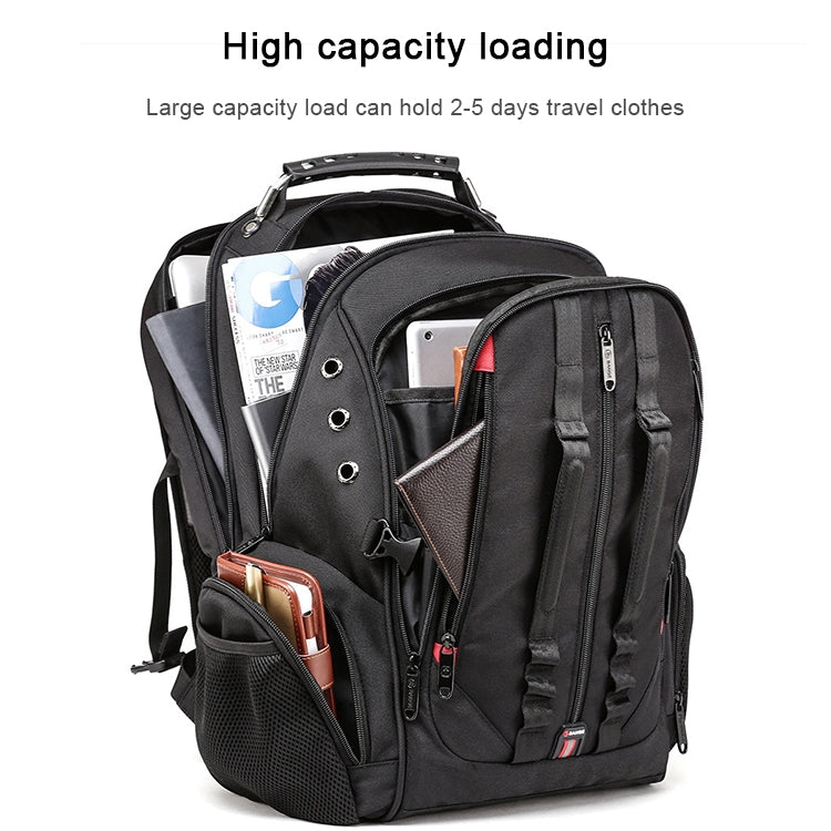 BANGE Waterproof Travel Men Backpack Rechargeable Large Capacity Shoulders Bag with Earplug Hole