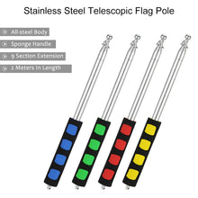 Load image into Gallery viewer, 1.6M 7 Knots Telescopic Stainless Steel Rubber Sleeve Teaching Stick Guide Signal Flag, Random Color Delivery, 1.6M 7 Knots