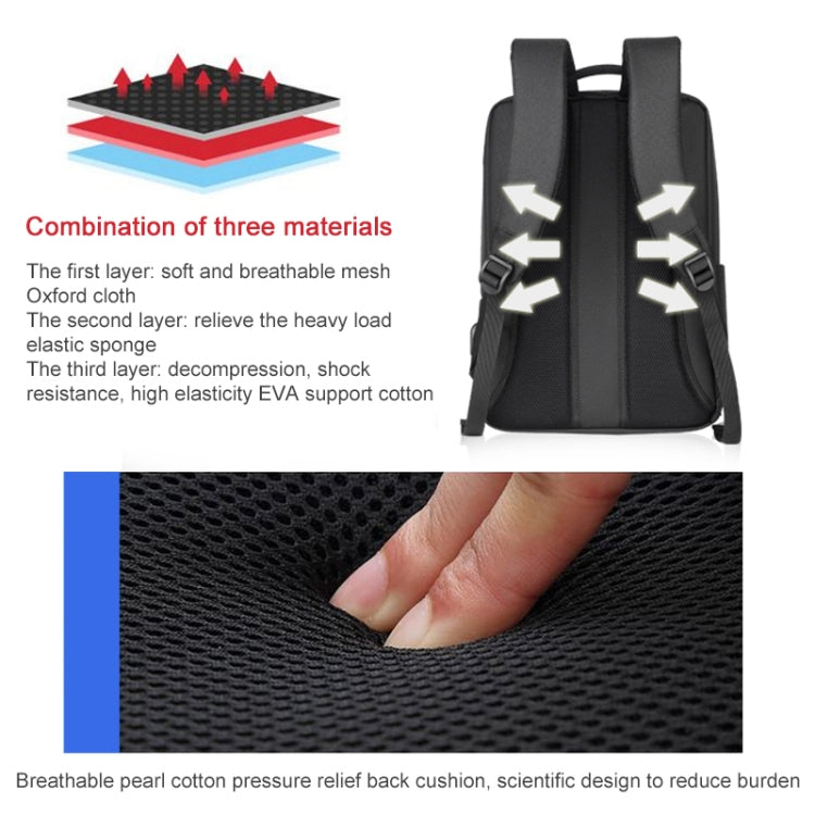 OUMANTU 9003 Business Laptop Bag Oxford Cloth Large Capacity Backpack with External USB Port