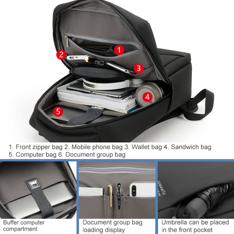 OUMANTU 9003 Business Laptop Bag Oxford Cloth Large Capacity Backpack with External USB Port, OUMANTU 9003