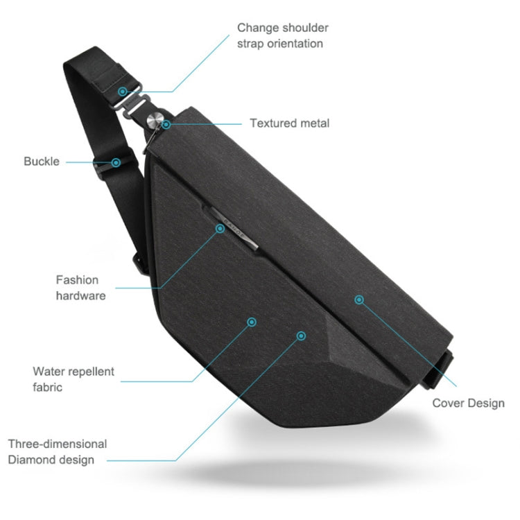 Bange BG-7502 Men Pyramid Hard Shell Waterproof Crossbody Chest Bag, Size: 35 x 18 x 5cm