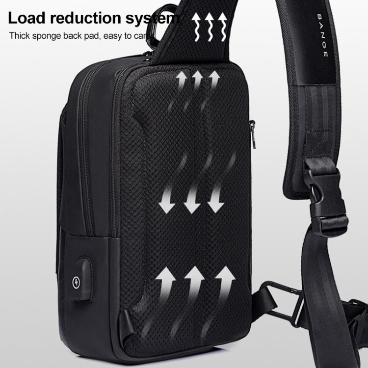 Bange BG-77112 Men Oxford Cloth Waterproof Crossbody Chest Bag with USB Port, Size: 30 x 19 x 13cm