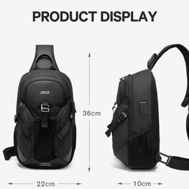 Bange BG-77120 Men Waterproof Crossbody Chest Bag with USB Port, Size: 36 x 22 x 10cm
