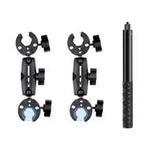 Load image into Gallery viewer, Dual Motorcycle Crab Clamps Handlebar Fixed Mount Selfie Stick, Double Dual-heads Crabs