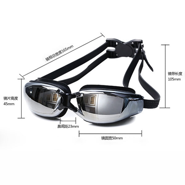 Electroplating Anti-fog Silicone Swimming Goggles for Adults, Suitable for 200 Degree Myopia