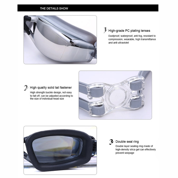 Electroplating Anti-fog Silicone Swimming Goggles for Adults, Suitable for 400 Degree Myopia