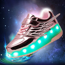 Load image into Gallery viewer, CD03 LED Double Wheel Wing Roller Skating Shoes, Size : 38, Size : 38 (Black), Size : 38 (Pink), Size : 38 (Gold), Size : 38 (Silver)
