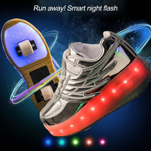 Load image into Gallery viewer, CD03 LED Double Wheel Wing Roller Skating Shoes, Size : 38, Size : 38 (Black), Size : 38 (Pink), Size : 38 (Gold), Size : 38 (Silver)