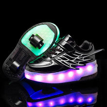 Load image into Gallery viewer, CD03 LED Double Wheel Wing Roller Skating Shoes, Size : 38, Size : 38 (Black), Size : 38 (Pink), Size : 38 (Gold), Size : 38 (Silver)