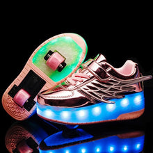 Load image into Gallery viewer, CD03 LED Double Wheel Wing Roller Skating Shoes, Size : 38, Size : 38 (Black), Size : 38 (Pink), Size : 38 (Gold), Size : 38 (Silver)