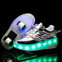 Load image into Gallery viewer, CD03 LED Double Wheel Wing Roller Skating Shoes, Size : 38, Size : 38 (Black), Size : 38 (Pink), Size : 38 (Gold), Size : 38 (Silver)