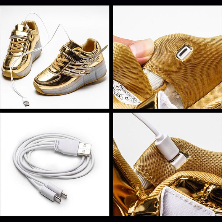 CD03 LED Double Wheel Wing Roller Skating Shoes, Size : 40, Size : 40 (Black), Size : 40 (Pink), Size : 40 (Gold), 40 (Silver)