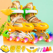 Load image into Gallery viewer, Adjustable Children Full Flash Single Four-wheel Roller Skates Skating Shoes Set, Size : S