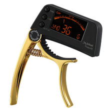 Load image into Gallery viewer, Professional Guitar Tuner Clip, Loftstyle Chromatic Clip-on Tuner with Rotational LCD Screen Light Display Single-handed Guitar Capo