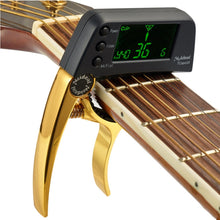 Load image into Gallery viewer, Professional Guitar Tuner Clip, Loftstyle Chromatic Clip-on Tuner with Rotational LCD Screen Light Display Single-handed Guitar Capo