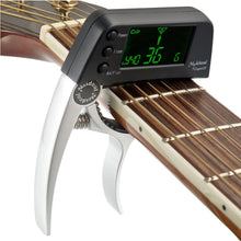 Load image into Gallery viewer, Professional Guitar Tuner Clip, Loftstyle Chromatic Clip-on Tuner with Rotational LCD Screen Light Display Single-handed Guitar Capo