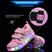 Load image into Gallery viewer, WS01 LED Light Ultra Light Mesh Surface Rechargeable Double Wheel Roller Skating Shoes Sport Shoes, Size : 28