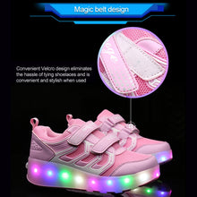 Load image into Gallery viewer, WS01 LED Light Ultra Light Mesh Surface Rechargeable Double Wheel Roller Skating Shoes Sport Shoes, Size : 28