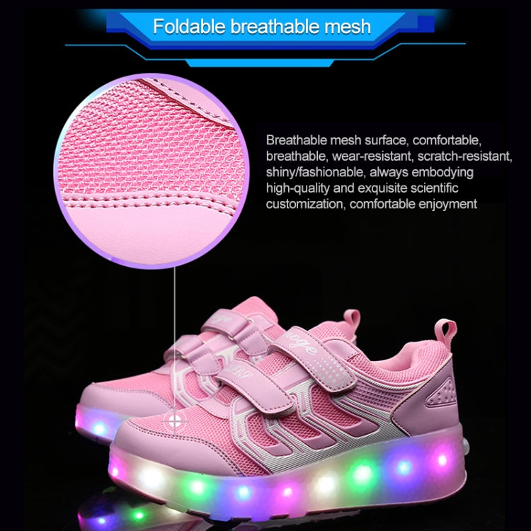 WS01 LED Light Ultra Light Mesh Surface Rechargeable Double Wheel Roller Skating Shoes Sport Shoes, Size : 36, Size : 36