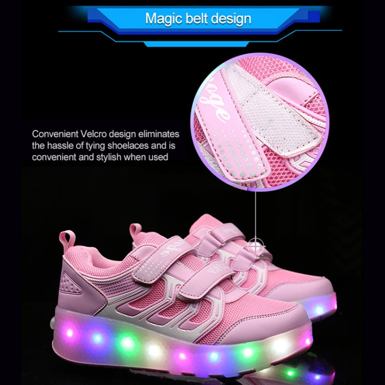 WS01 LED Light Ultra Light Mesh Surface Rechargeable Double Wheel Roller Skating Shoes Sport Shoes, Size : 37, Size : 37