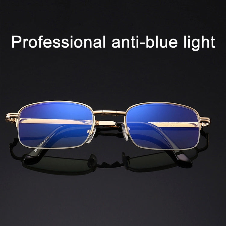 Folding Anti Blue-ray Presbyopic Reading Glasses with Case & Cleaning Cloth, +3.00D