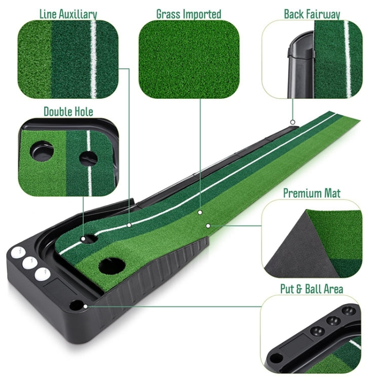 PGM Golf Mini Putting Mat Push Rod Trainer 2.5m, with Auto Ball Return Fairway