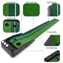 Load image into Gallery viewer, PGM Golf Mini Putting Mat Push Rod Trainer 2.5m, with Auto Ball Return Fairway
