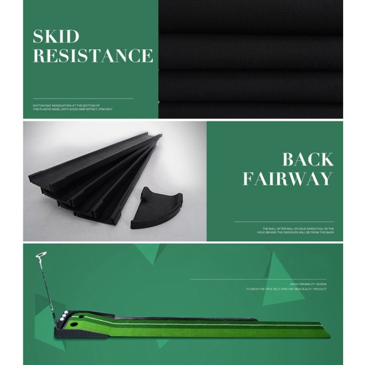 PGM Golf Mini Putting Mat Push Rod Trainer 3m, without Auto Ball Return Fairway