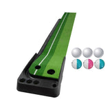 PGM Golf Putting Mat Push Rod Trainer 3m, with Three Soft Balls & Three Bicolor Balls & Auto Ball Return Fairway
