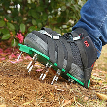 Load image into Gallery viewer, Garden Lawn Garden Tools Grass Ripper Spiked Shoes with 8 Metal Buckles, With 8 Metal Buckles (Black), With 8 Metal Buckles (Green)