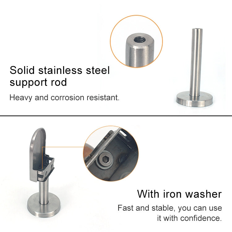 304 Stainless Steel Glass Fish Mouth Support Rod Fixing Clip with 14x40mm Rod, Specification: XL, XL, with 14x40mm Rod