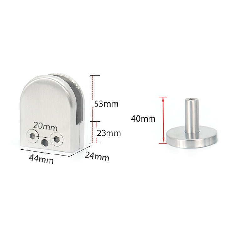 304 Stainless Steel Glass Fish Mouth Support Rod Fixing Clip with 14x40mm Rod, Specification: M, M, with 14x40mm Rod
