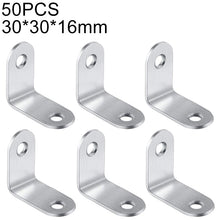 Load image into Gallery viewer, 50pcs Stainless Steel 90 Degree Angle Bracket,Corner Brace Joint Bracket Fastener Furniture Cabinet Screens Wall (30mm), 30mm (50pcs)